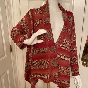 Lauren Ralph Lauren Red Geometric Patterned Cardigan NWT